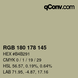 カラーコード: RGB 180 178 145 | qconv.com