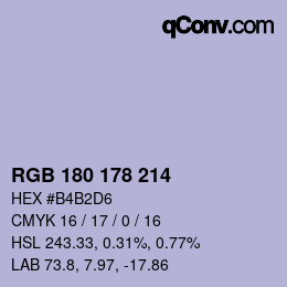 Color code: RGB 180 178 214 | qconv.com