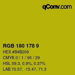 Color code: RGB 180 178 9 | qconv.com