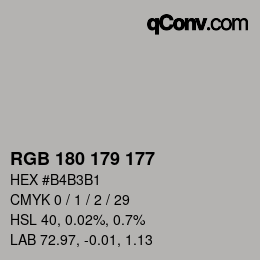 Farbcode: RGB 180 179 177 | qconv.com