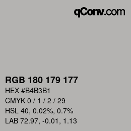 Color code: RGB 180 179 177 | qconv.com