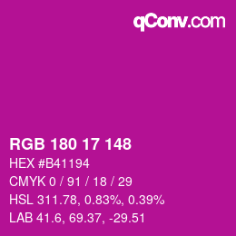 Color code: RGB 180 17 148 | qconv.com