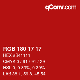 Color code: RGB 180 17 17 | qconv.com