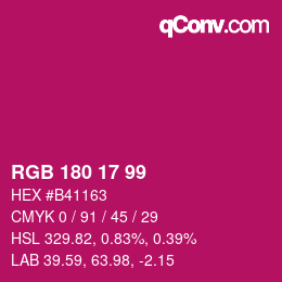 Color code: RGB 180 17 99 | qconv.com