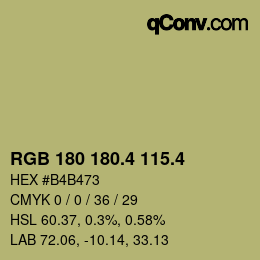 カラーコード: RGB 180 180.4 115.4 | qconv.com