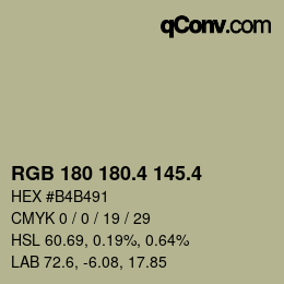 カラーコード: RGB 180 180.4 145.4 | qconv.com