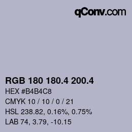 カラーコード: RGB 180 180.4 200.4 | qconv.com