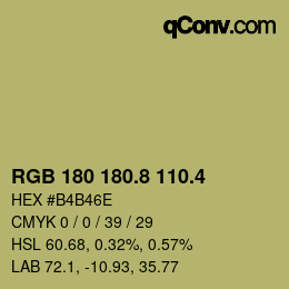 カラーコード: RGB 180 180.8 110.4 | qconv.com