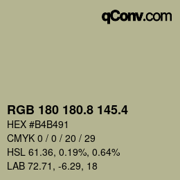 カラーコード: RGB 180 180.8 145.4 | qconv.com