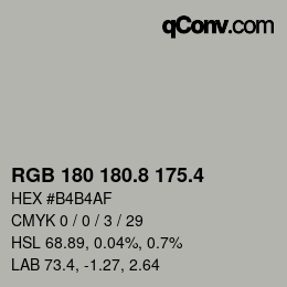 カラーコード: RGB 180 180.8 175.4 | qconv.com
