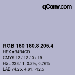カラーコード: RGB 180 180.8 205.4 | qconv.com
