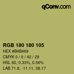 Color code: RGB 180 180 105 | qconv.com