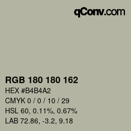 Color code: RGB 180 180 162 | qconv.com