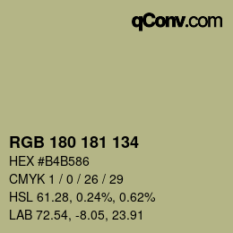 Color code: RGB 180 181 134 | qconv.com