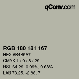 颜色代码: RGB 180 181 167 | qconv.com