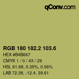 カラーコード: RGB 180 182.2 103.6 | qconv.com