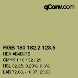 カラーコード: RGB 180 182.2 123.6 | qconv.com