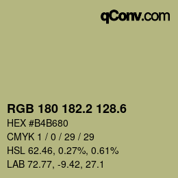 カラーコード: RGB 180 182.2 128.6 | qconv.com