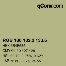 カラーコード: RGB 180 182.2 133.6 | qconv.com