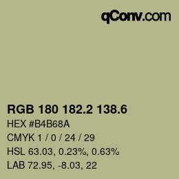 カラーコード: RGB 180 182.2 138.6 | qconv.com