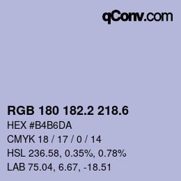 カラーコード: RGB 180 182.2 218.6 | qconv.com