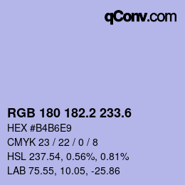 カラーコード: RGB 180 182.2 233.6 | qconv.com