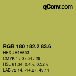 カラーコード: RGB 180 182.2 83.6 | qconv.com