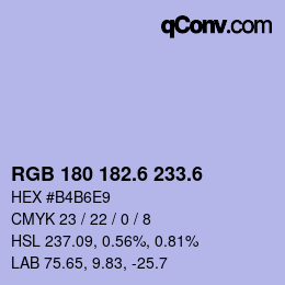 カラーコード: RGB 180 182.6 233.6 | qconv.com