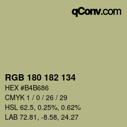 Código de color: RGB 180 182 134 | qconv.com