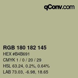 Código de color: RGB 180 182 145 | qconv.com