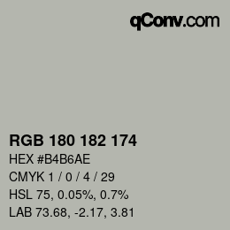 Color code: RGB 180 182 174 | qconv.com