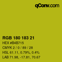 Color code: RGB 180 183 21 | qconv.com