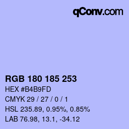 カラーコード: RGB 180 185 253 | qconv.com