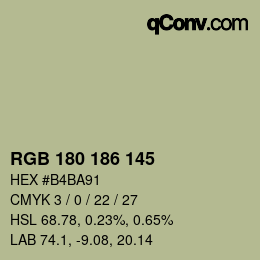 Color code: RGB 180 186 145 | qconv.com