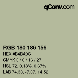 Código de color: RGB 180 186 156 | qconv.com