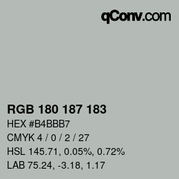 颜色代码: RGB 180 187 183 | qconv.com