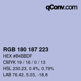 颜色代码: RGB 180 187 223 | qconv.com