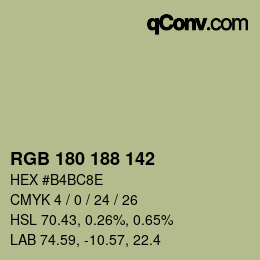 Color code: RGB 180 188 142 | qconv.com
