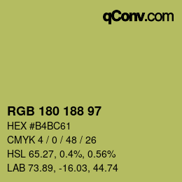 Color code: RGB 180 188 97 | qconv.com