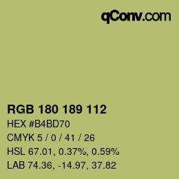 Color code: RGB 180 189 112 | qconv.com