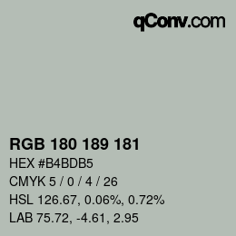 Color code: RGB 180 189 181 | qconv.com