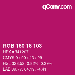 Color code: RGB 180 18 103 | qconv.com