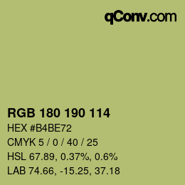 Color code: RGB 180 190 114 | qconv.com