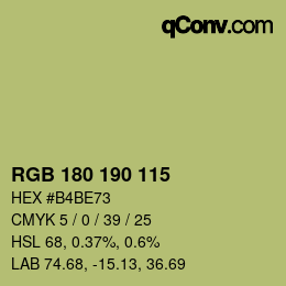 Color code: RGB 180 190 115 | qconv.com