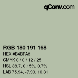 Color code: RGB 180 191 168 | qconv.com