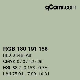 Code couleur: RGB 180 191 168 | qconv.com