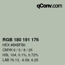 颜色代码: RGB 180 191 176 | qconv.com