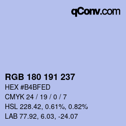 Color code: RGB 180 191 237 | qconv.com