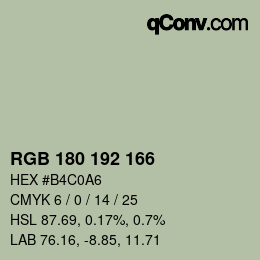 Color code: RGB 180 192 166 | qconv.com
