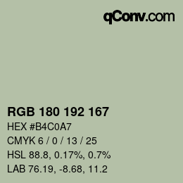 Color code: RGB 180 192 167 | qconv.com